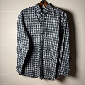 LL Bean Men's Button Down Green Blue Plaid 100% Cotton XL-Reg Wrinkle Resistant